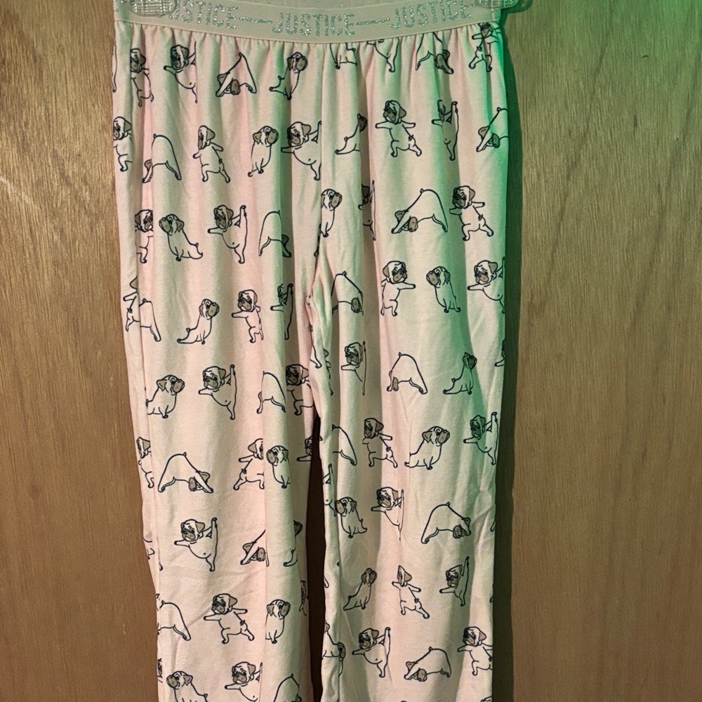 Justice Light Pink Pajama Bottoms with Dog Pattern